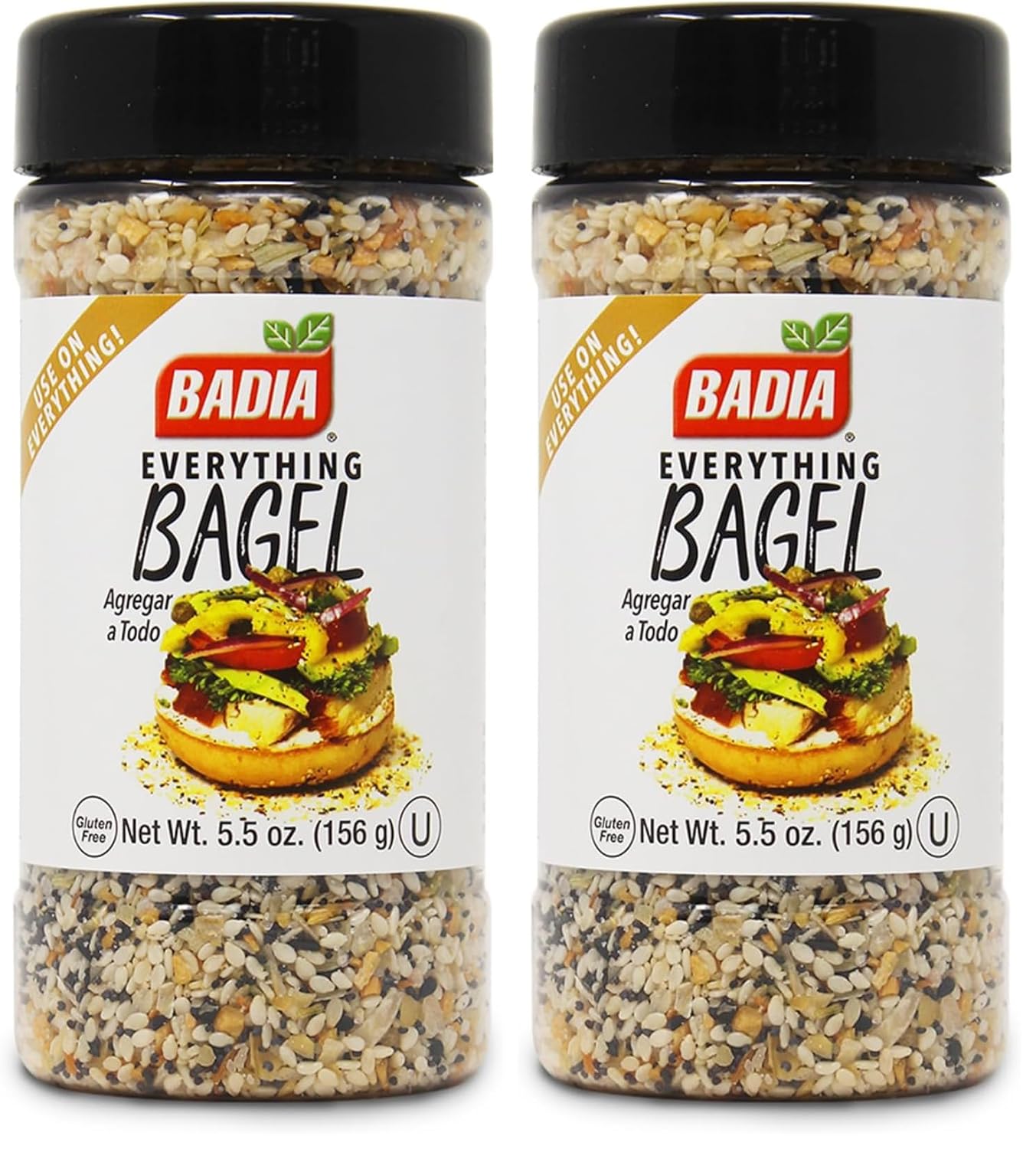 Badia Everything Bagel Seasoning Blend, 5.5 oz - Sesame Seed, Poppy Seed, Garlic, Onion and Salt (Pack of 2)