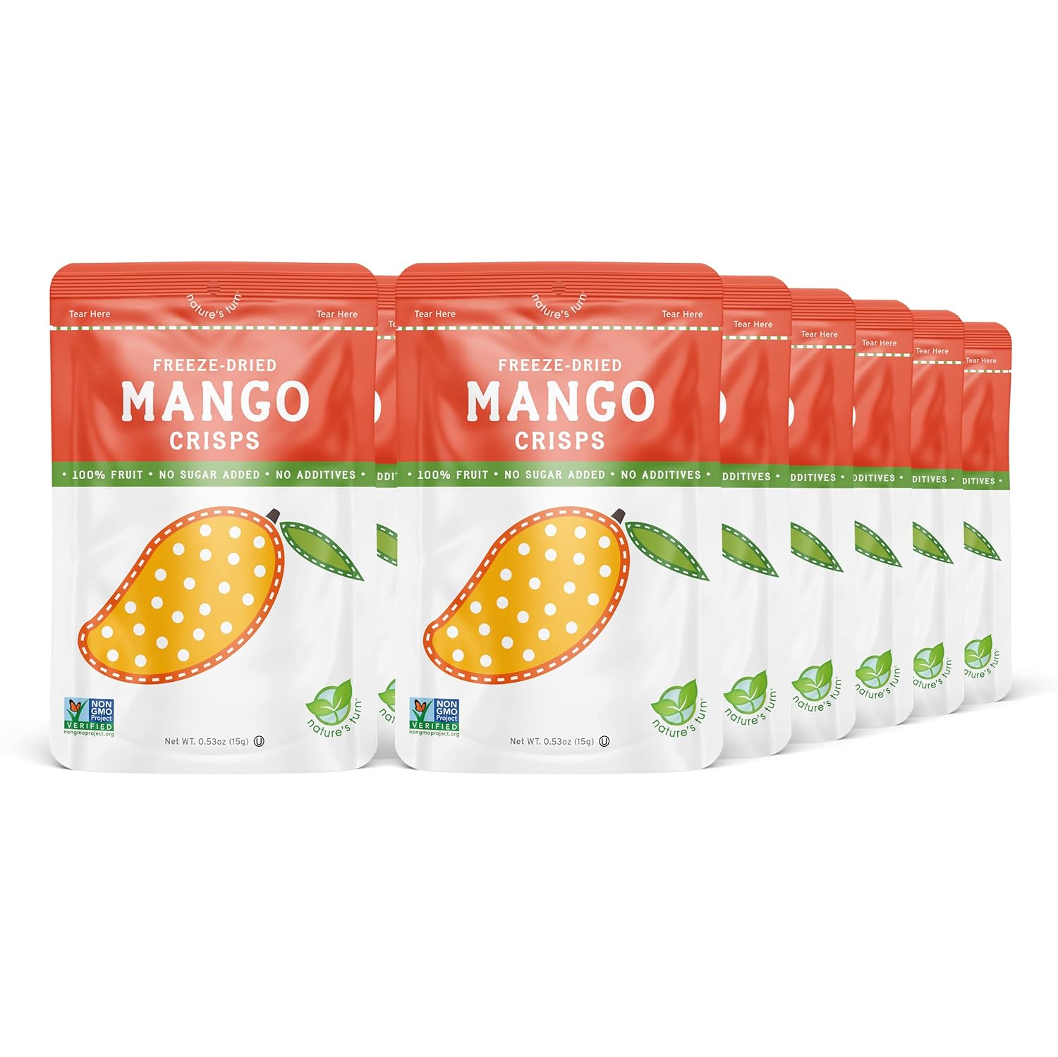 Nature's Turn Freeze-Dried Fruit Snacks, Mango Crisps, Pack of 12 (0.53 oz Each)