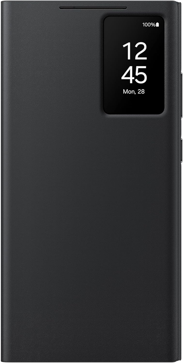 SAMSUNG Galaxy S24 Ultra S-View Wallet Phone Case, Protective Cover with Smart Small Screen View, Finger Tap Control, Slim Design, Card Holder Pocket, US Version, EF-ZS928CBEGUS, Black