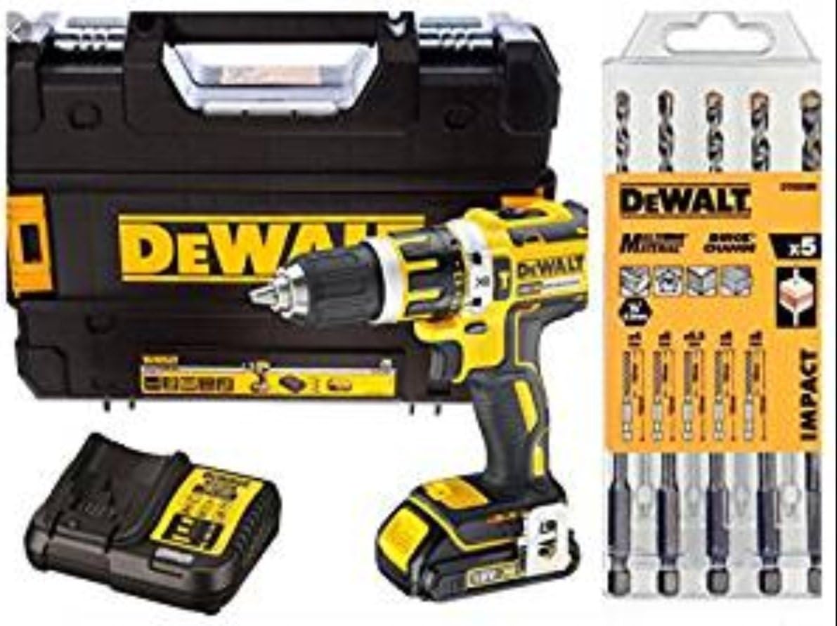 Dewalt 18V XR Brushless Compact Lithium-Ion Combi Drill DCD795C1 Complete KIT **Free 5 PIECE Quick Change Multi Material BITS**