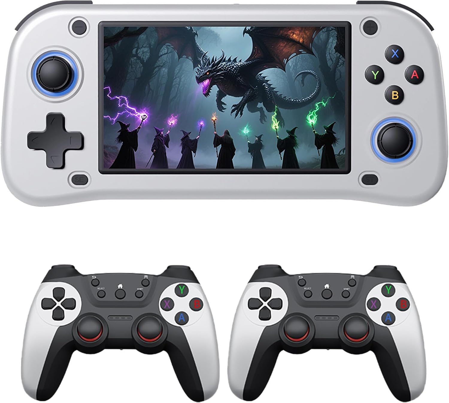 G28 Retro Handheld Game Console Kit,21000+ Games, 26 Emulators,4.3" IPS Screen, 64GB Memory Card, 2100mAh Battery, 3D Joystick, OTG Support, 2 Gamepads, Portable Gaming Console for Adults