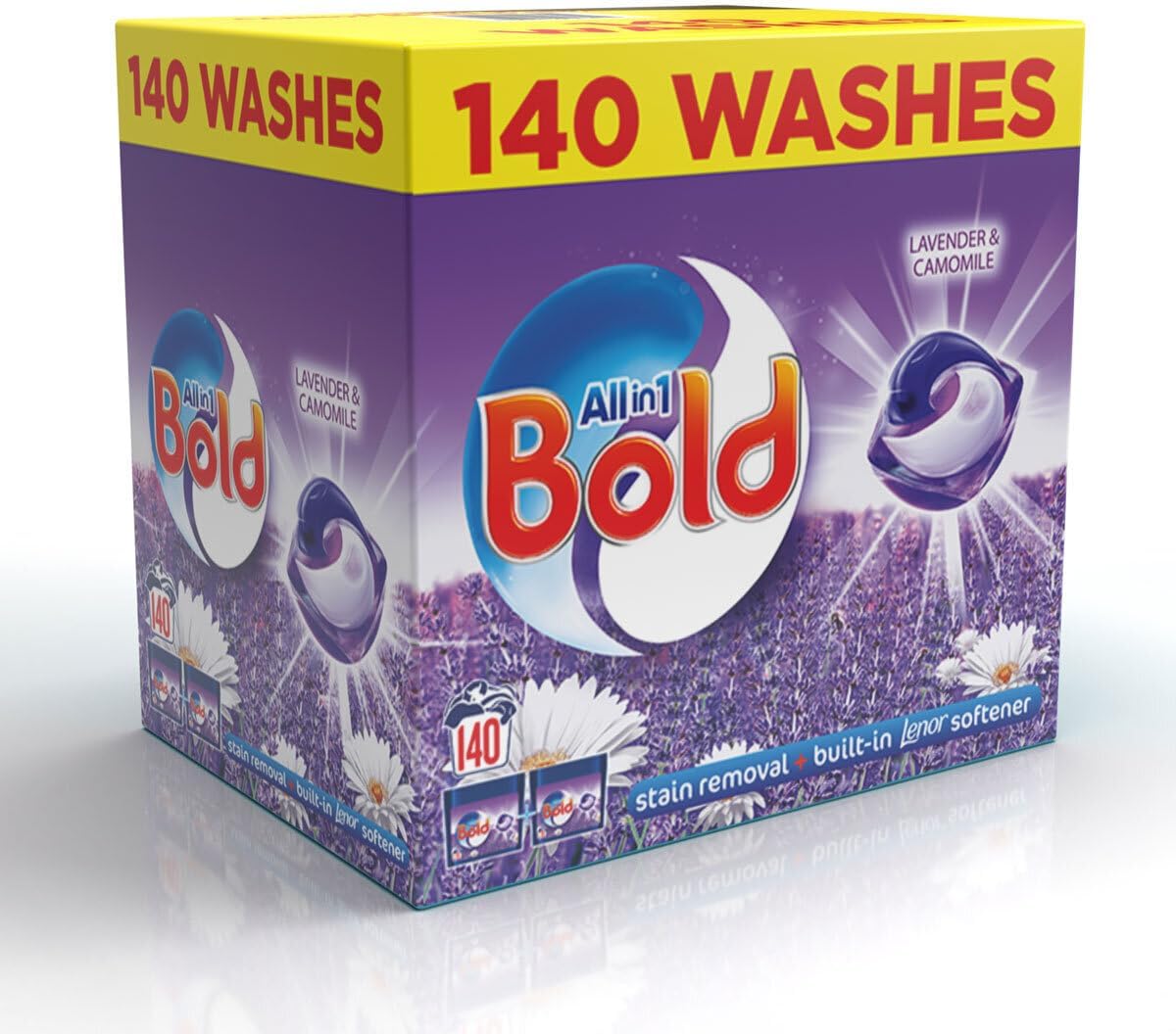 Bold All-In-One Washing Laundry Pods - Lavender & Camomile - Built-in Fabric Softener - 140 Pods