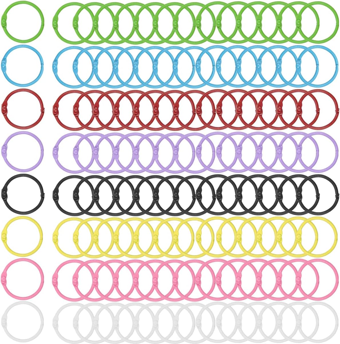 Fantasyon 120 Pcs 1 Inch Multi-Color Metal Book Rings: Office, School, Home Organization (8 Colors)