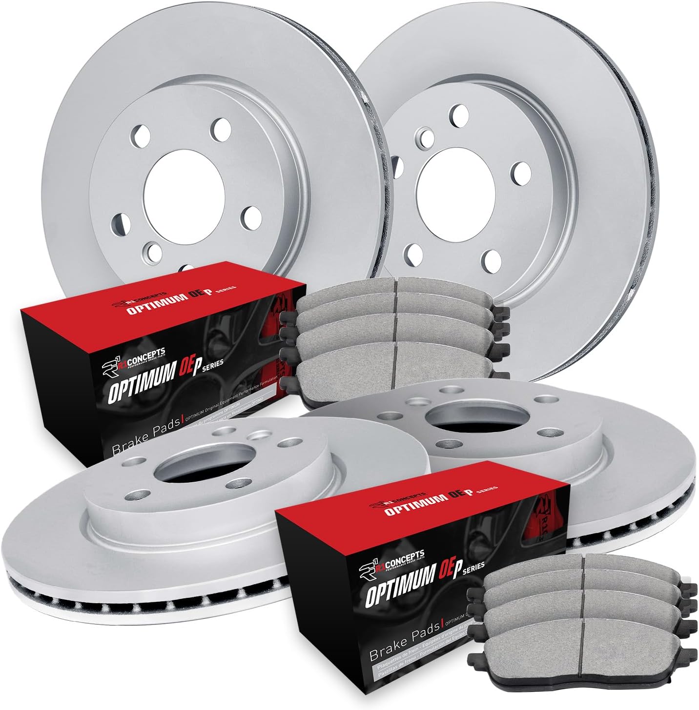 R1 Concepts Front and Rear Brake Kit Fits 2014-2021 Jaguar F-Type| Optimum Oep Brake Pads and Blank Brake Rotors| 14.0" Front & 12.8" Rear
