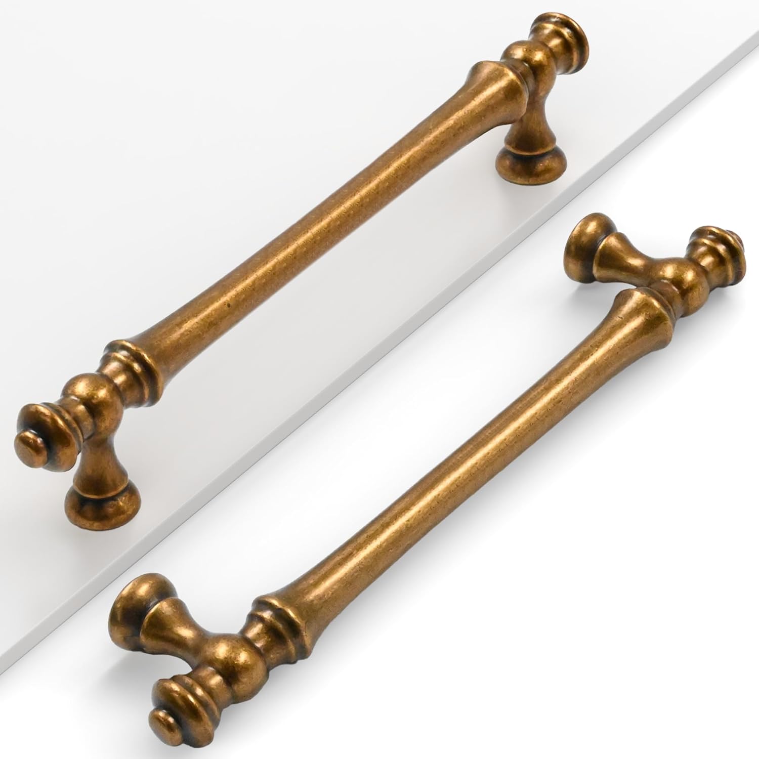 Coinkoly 10 Pack Antique Brass Cabinet Pulls 160MM Hole Centers Kitchen Cabinet Handles Drawer Handles Kitchen Cupboard Handles UK0001