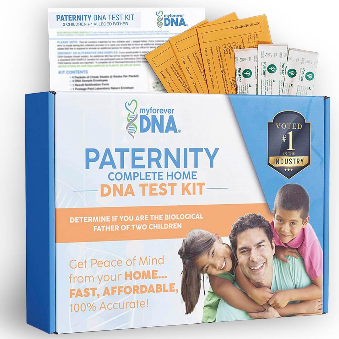 Home Paternity DNA Collection Kit (2 Children + 1 Alleged Father) | 24 DNA (Genetic) Markers Tested | All Lab Fees & Shipping Included | Experience Excellence with My Forever DNA