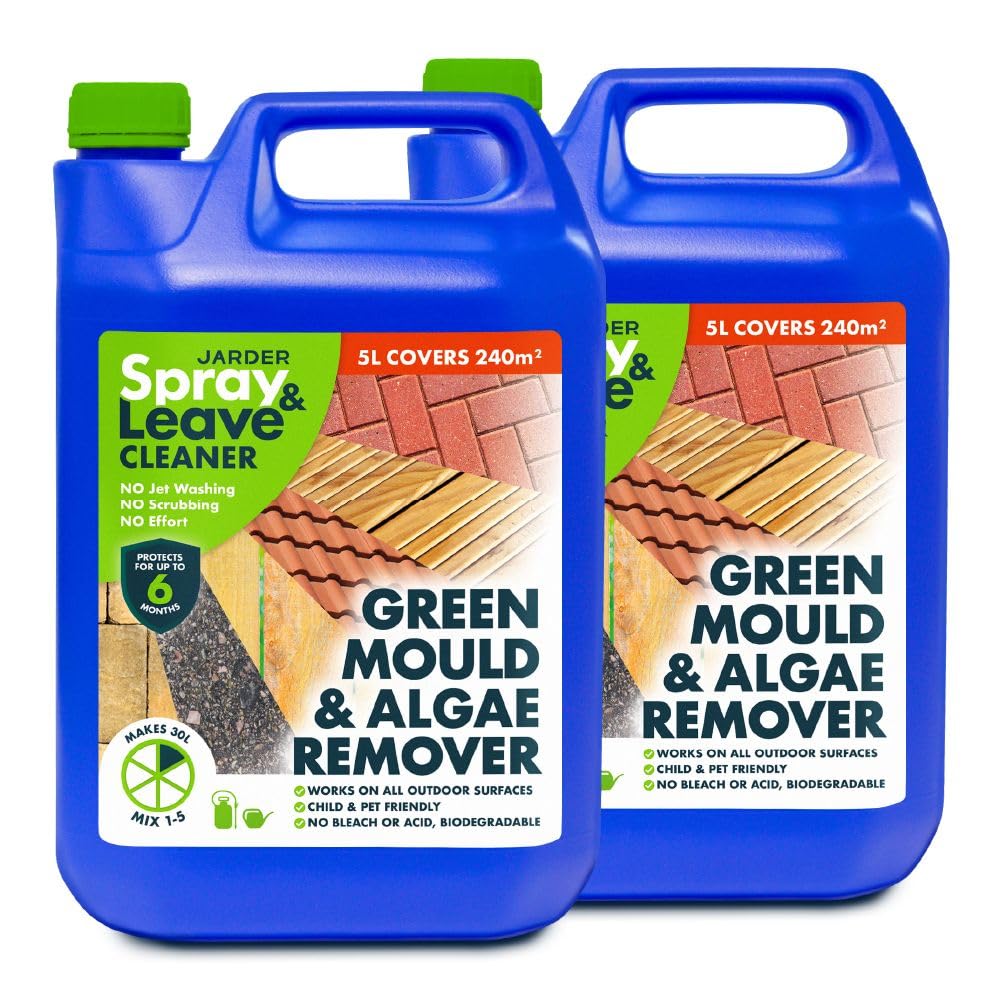 Jarder 2 x 5 Litre Concentrate Spray & Leave Cleaner - Patio Fencing Decking - Green Mould & Algae Killer