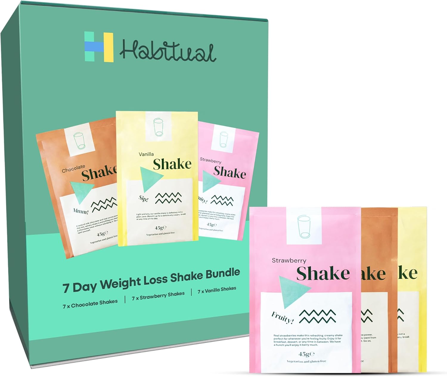 Habitual 7 Day Weight Loss Meal Replacement Shake Bundle | Flavours Include Strawberry, Chocolate, Vanilla | NHS Weight Loss Partner | Low Calorie High Protein Meal Replacement Shakes For Weight Loss