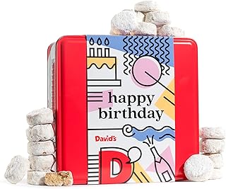 David’s Cookies Happy Birthday Gift for Everyone – Butter Pecan Meltaways Cookies with Crunchy Pecans and Powdered Sugar – Premium Fresh Ingredients – Comes with a Lovely Tin Box - 2 Lbs