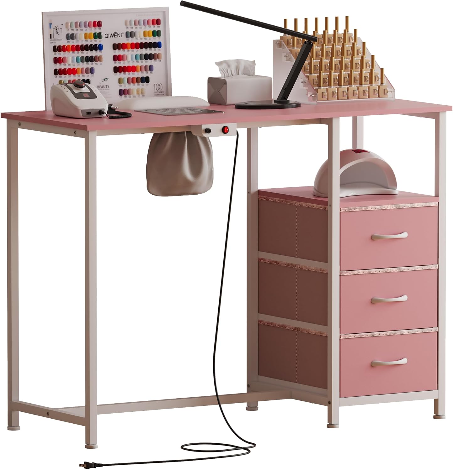 Nail Table with dust Collector,Small Manicure Table for Nail tech
