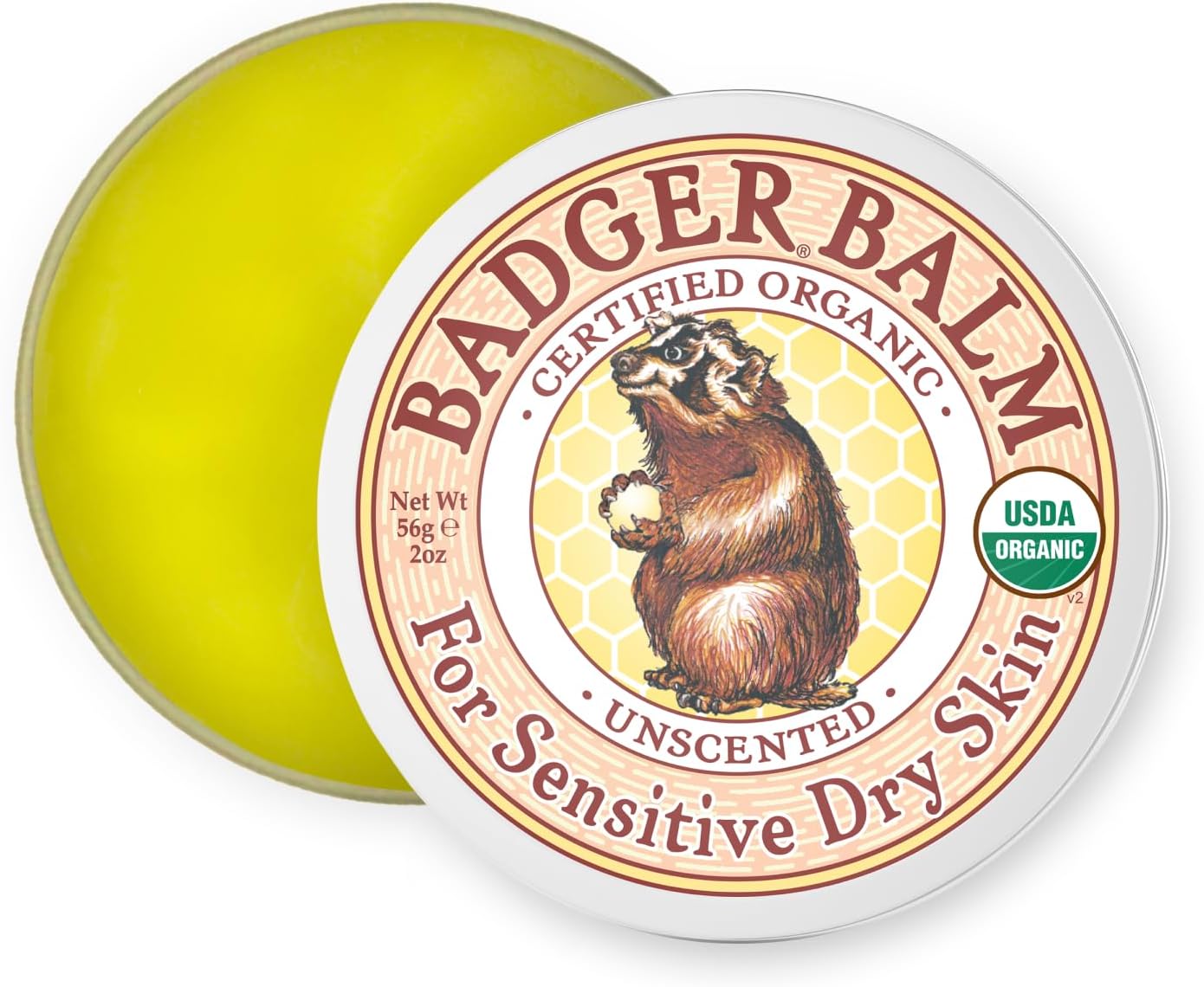 Badger Unscented Balm | Balm with Virgin Olive Oil & Beeswax for Dry & Sensitive Skin | Soothes & Softens Chapped Skin