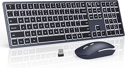 seenda Wireless Backlit Keyboard and Mouse Combo, 2.4G USB Silent Keyboard and Mouse Rechargeable Full-Size Ultra Slim Keyboard & Mouse Set for Windows PC Computer, Laptop, Desktop