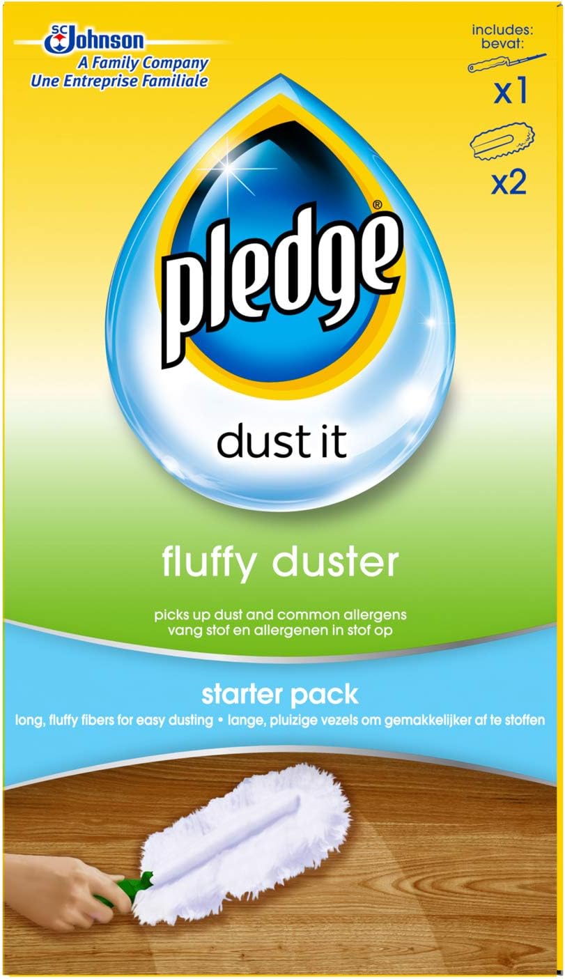 Pledge Duster Starter Kit - Picks Up Dust, Dirt and Lint with a Few Effortless Swipes (1 Handle with 2 Refills)