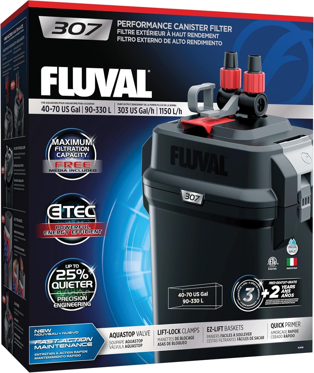 Fluval 307 Performance Canister Filter for Aquariums Up to 70 Gallons