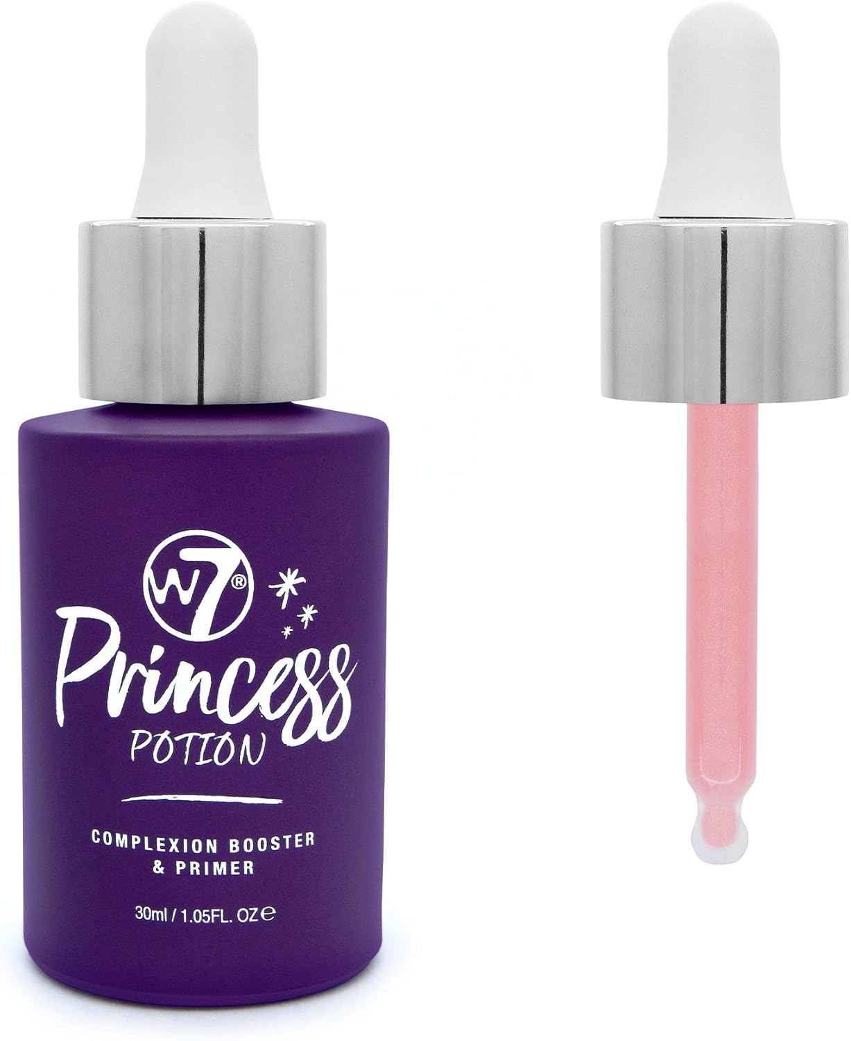 W7 Princess Potion Face Primer Drops - Purple Makeup Base Priming Formula For Flawless, Bright Skin - Vegan Makeup