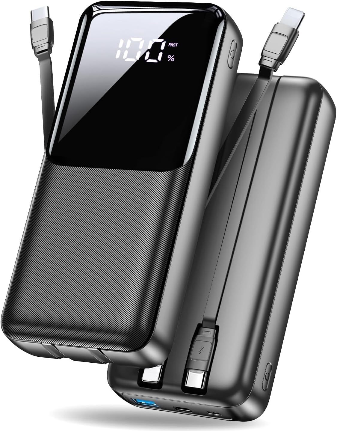 Power Bank Fast Charging 40000mAh, Portable Charger with Built-in Cables, USB-C Input Ouput Powerbank, Battery Pack Compatible with iPhone 17 16 15 14 13 Android and more