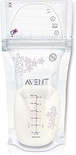 Philips AVENT Breast Milk Storage Bags, Clear, 6 Ounce, 50 Pack, SCF603/50
