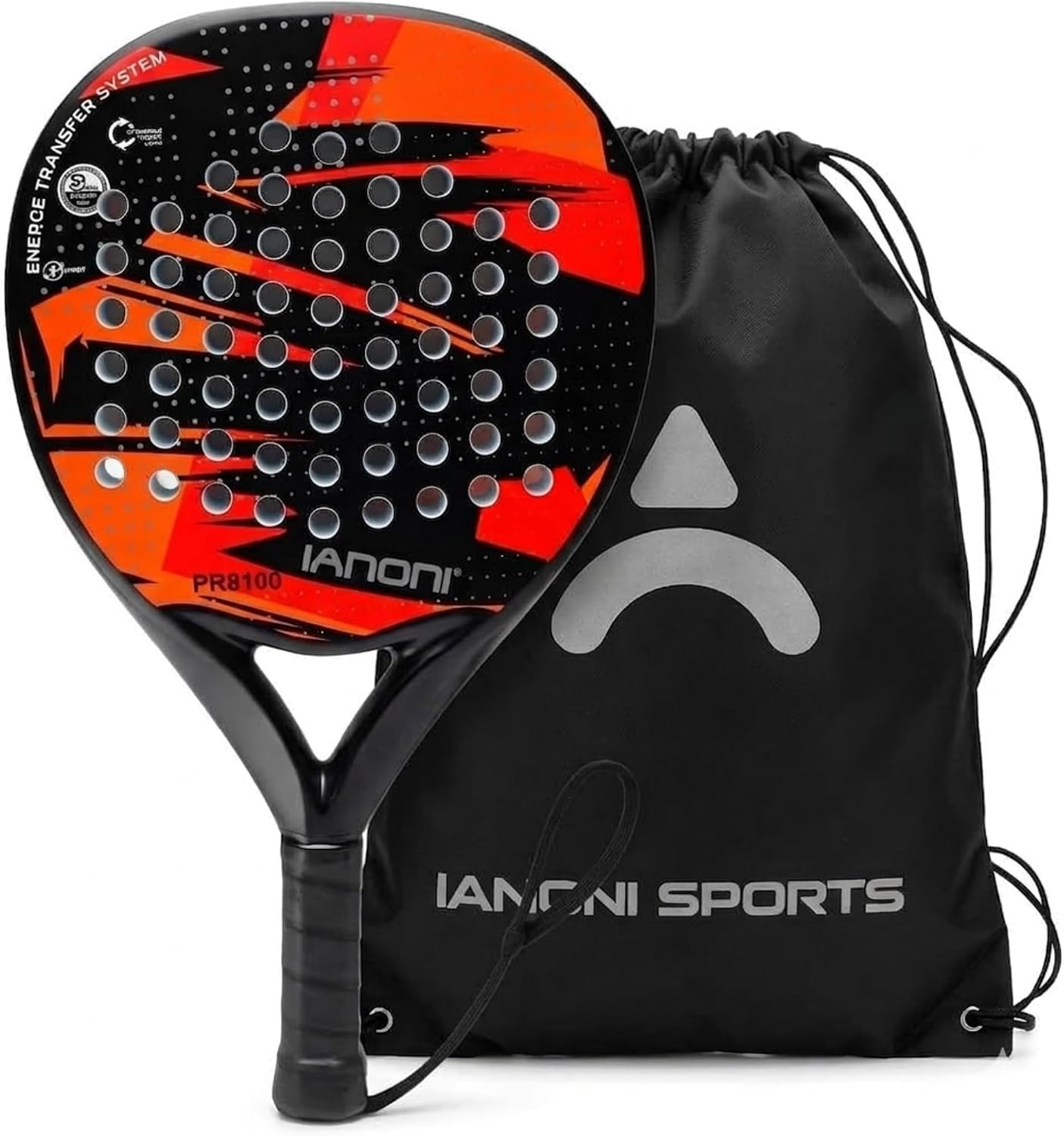 ianoni Padel Racket Carbon Fiber Surface with EVA Memory Flex Foam Core Padel Tennis Racquets Paddle Tennis Racket