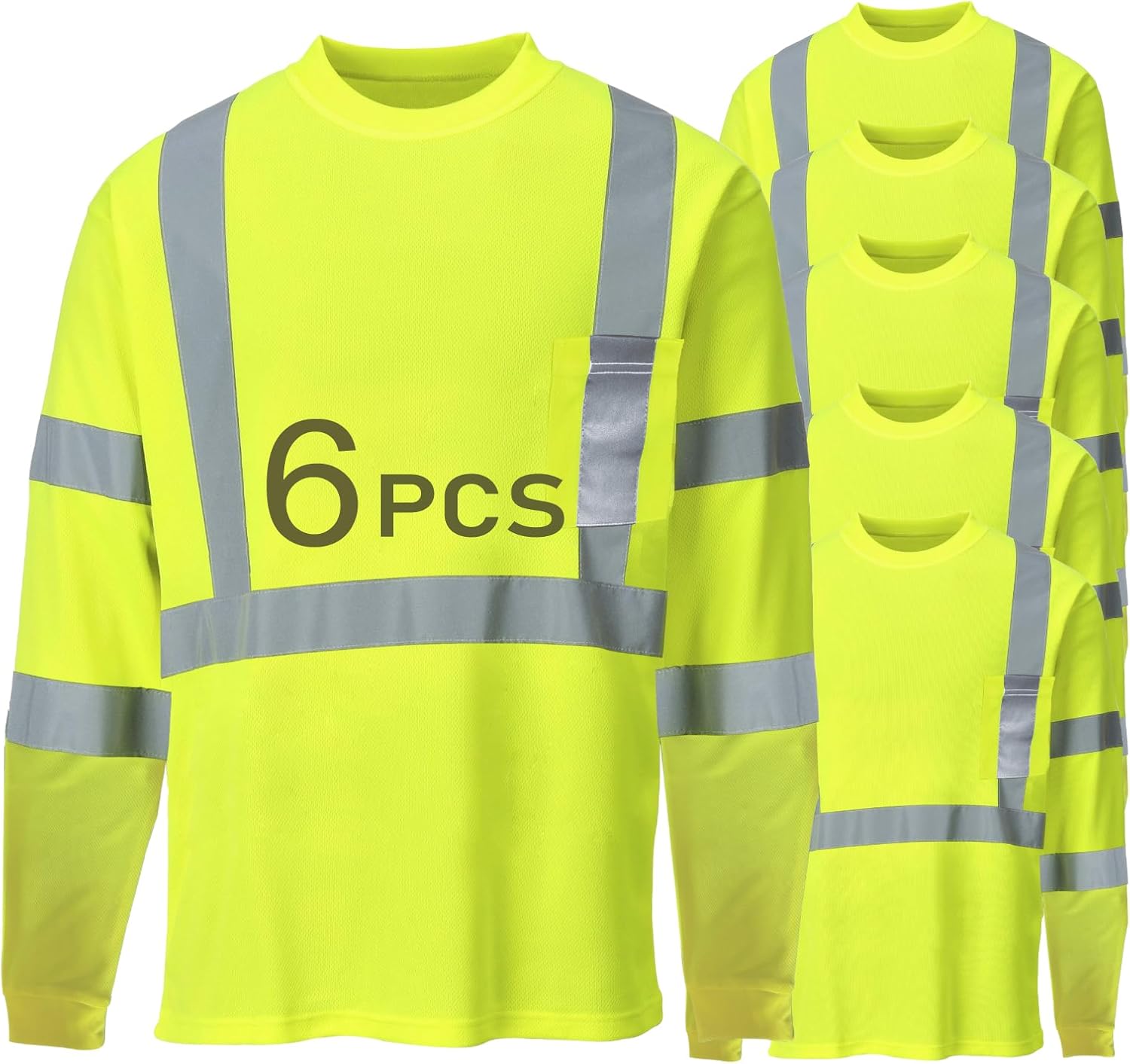 High Visibility Safety Shirts for Men Hi Vis Reflective Construction Work Shirts with Front Pocket