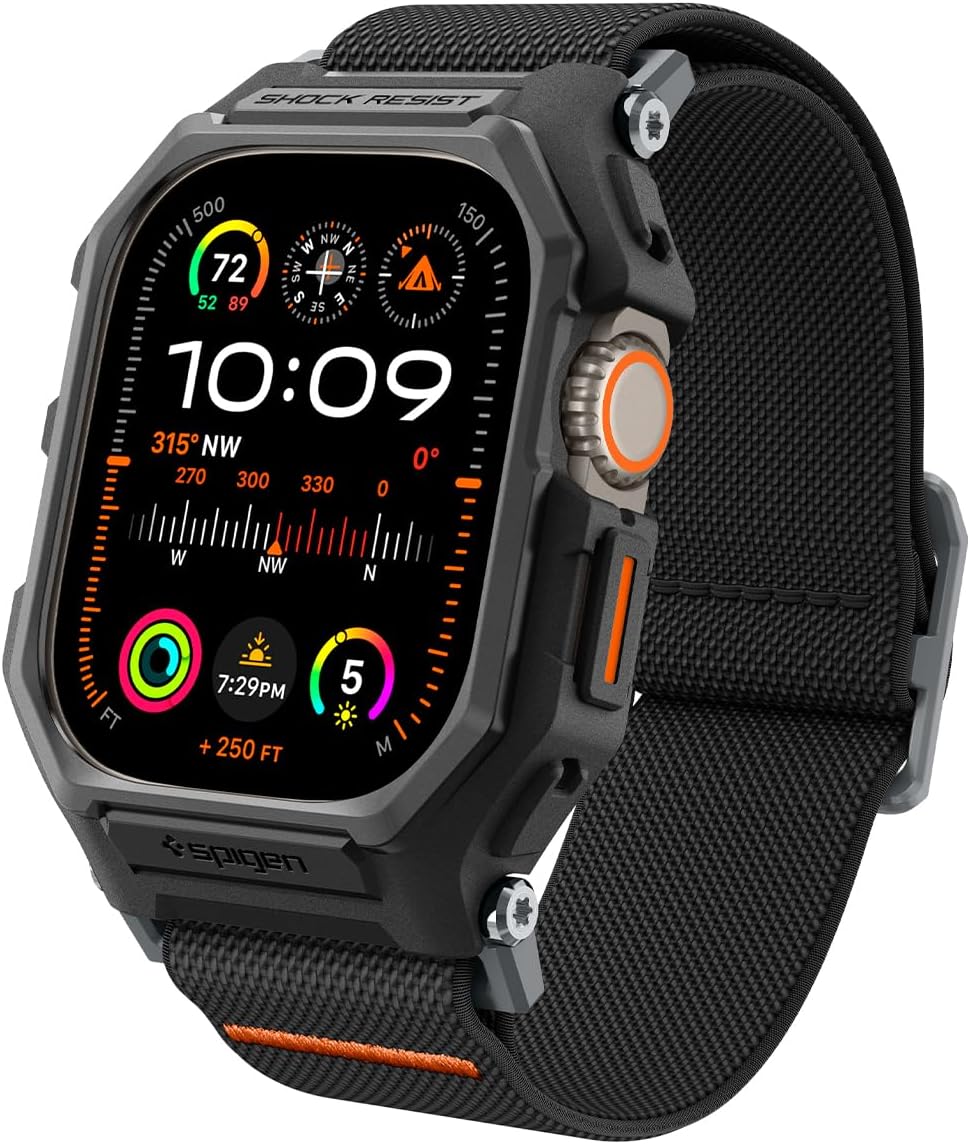 Spigen Lite Fit Pro Case with Strap Band Compatible with Apple Watch Ultra 2 (2023) / Ultra 1 (2022) Case with Band 49mm - Matte Black