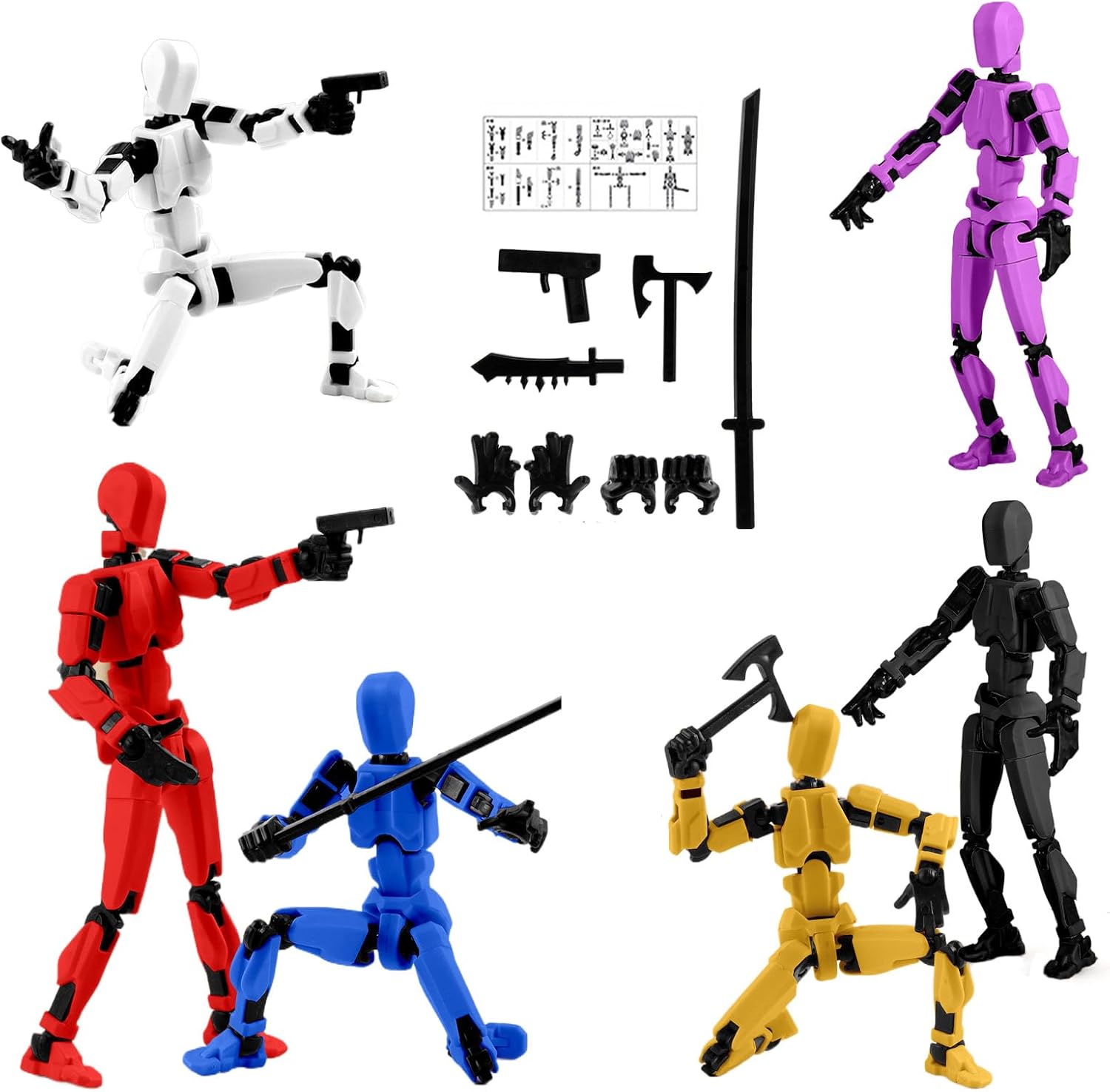 DXPETA 6sets T13 Action Figure, Robot Stop Motion Figures, Multi Movable Joints, Transformers, Action Figure