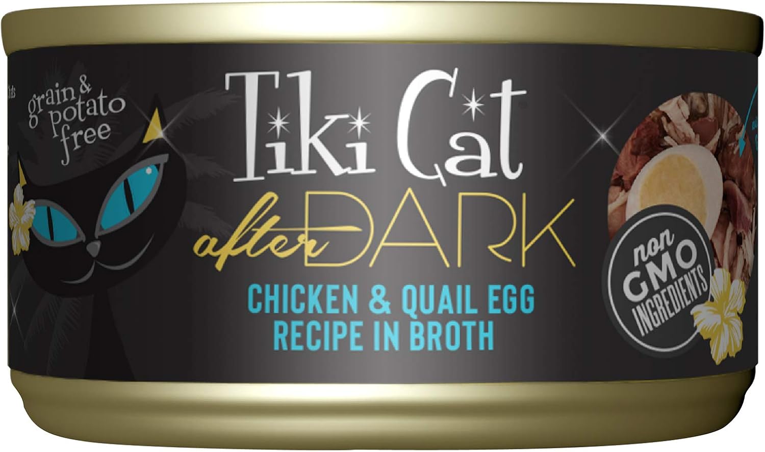 Tiki Cat After Dark, Chicken & Quail Egg, High-Protein and 100% Non-GMO Ingredients, Wet Cat Food for Adult Cats, 2.8 oz. Can (12 Count)