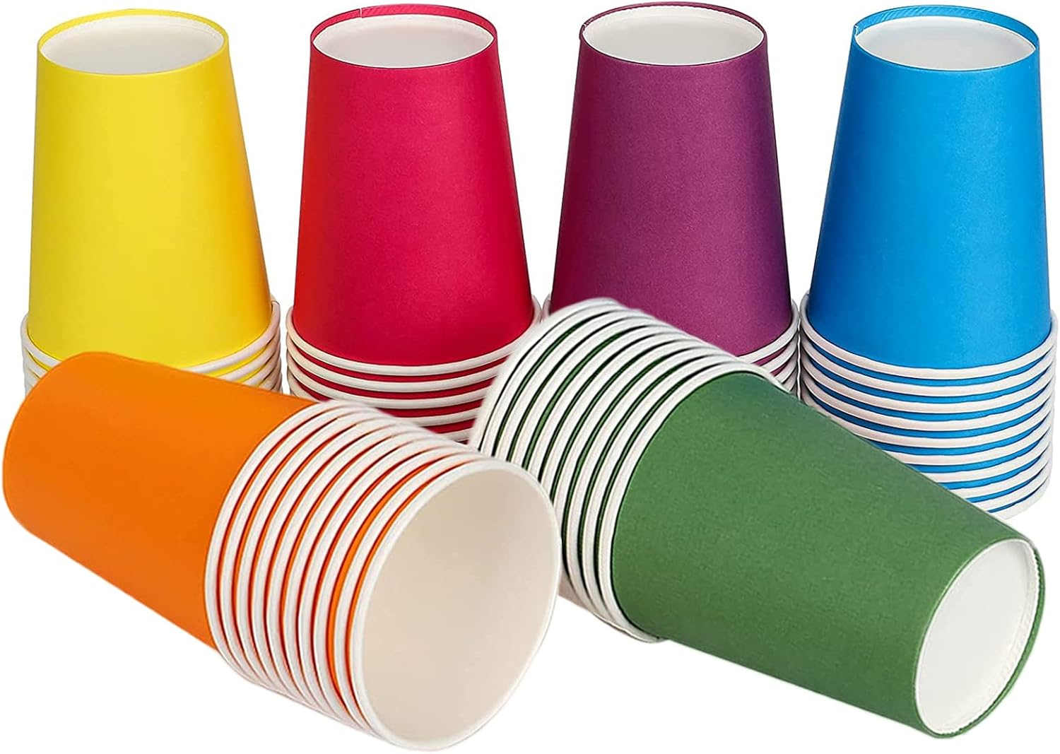 CYH 60 Pcs Disposable Paper Cups Party Cups, 9 Ounce Multicolor Drinking Cups Biodegradable and Compostable for Party DIY Holiday Wedding Birthday