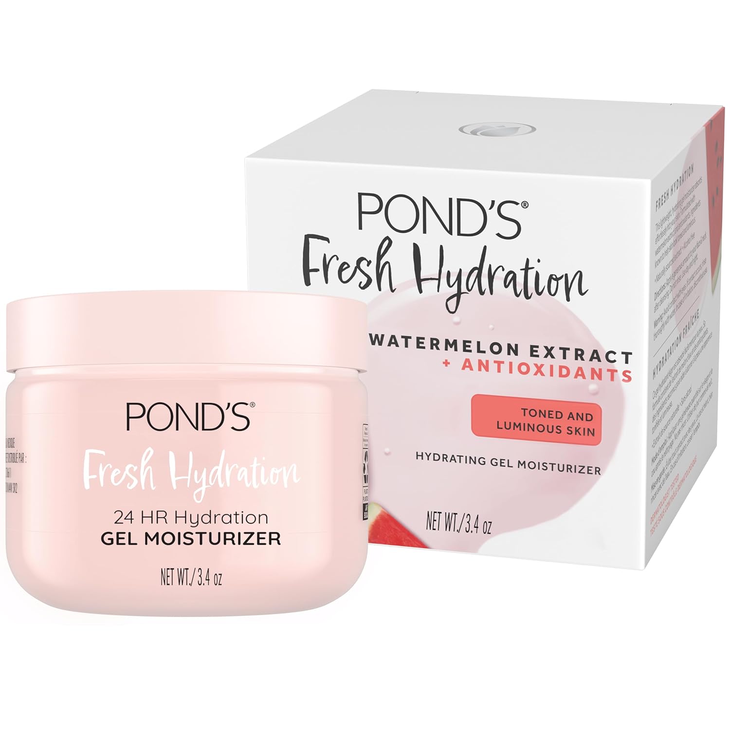 POND'S Watermelon Extract & Antioxidants Gel Face Moisturizer For Toned and Luminous Skin, 3.4 oz