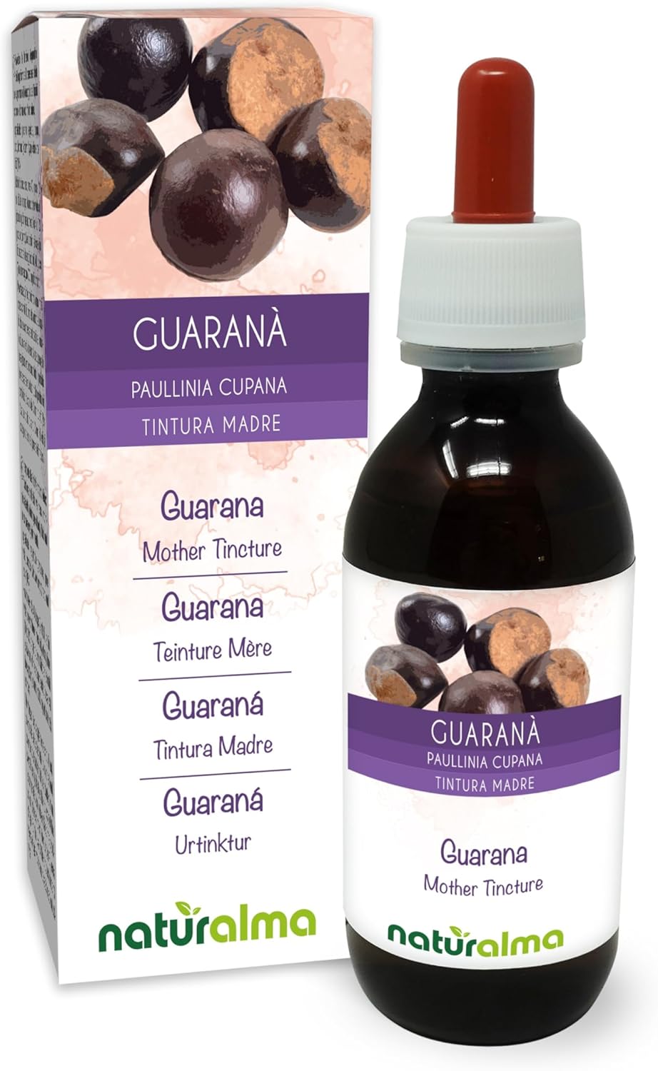 Guarana (Paullinia cupana) Seeds Alcohol-Free Mother Tincture Naturalma - Liquid Extract Drops 120 ml - Food Supplement - Vegan