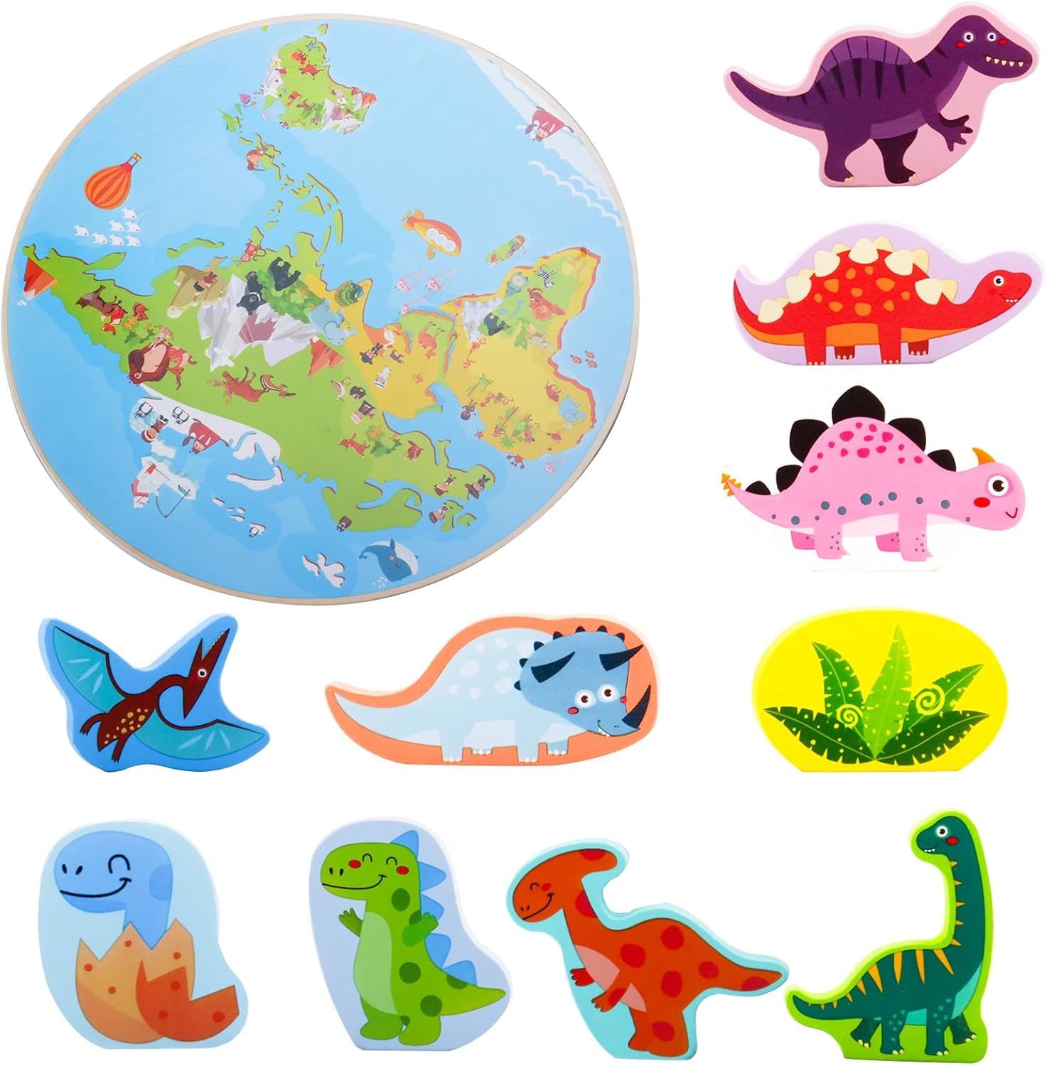 quiodok Animal Wooden Stacking Toy and Balancing Toy With Different Dinosaurs for 1-5 Year Old, Toddler Early Development & Activity