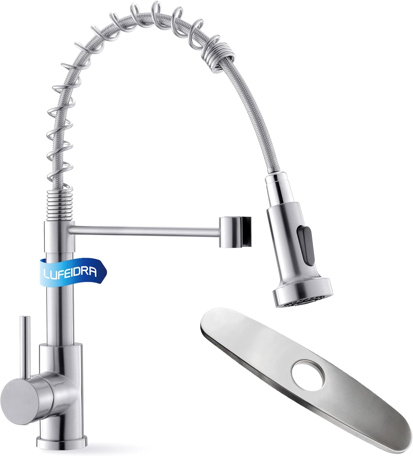 LUFEIDRA Brushed Nickel Kitchen Faucet with 10'' Sink Faucet Hole Cover