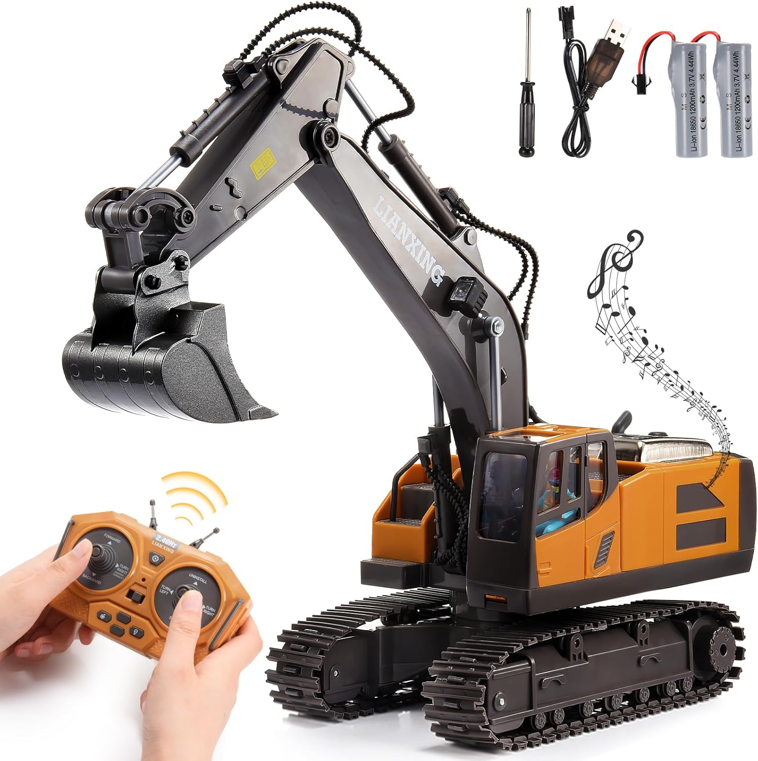 1:20 Scale RC Excavator Tractor Toys for 3-9 Year Old Boys Toys Gifts, 2.4 GHz Remote Control Digger Boys Toys Age 3 4 5 6 7 8 9, 11 Channel Construction Toys Gifts for 4-9 Year Old Boys Birthday Gift