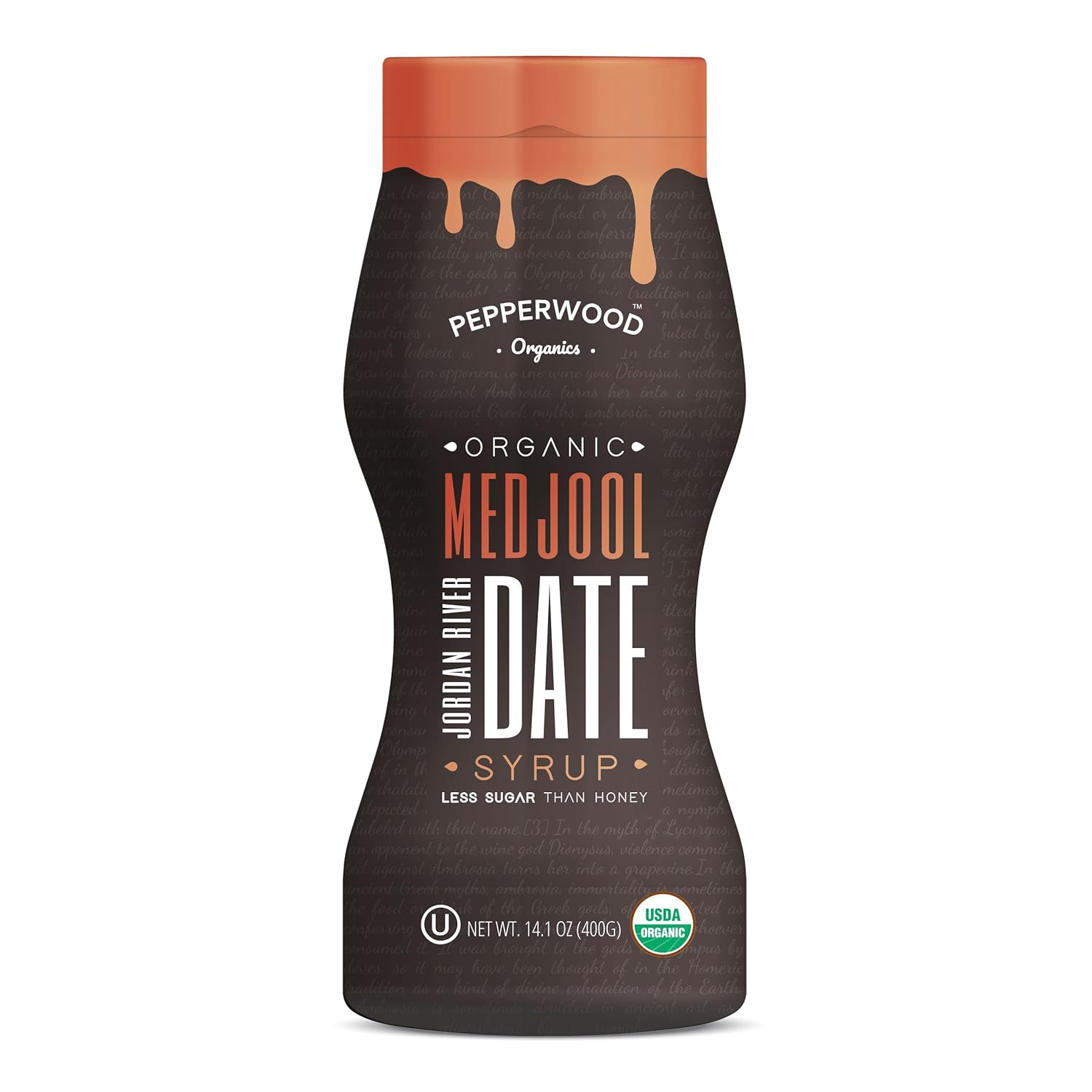 Organic Medjool Date Syrup 14 Ounce (400g) - 100% Pure Jordan River Medjool Dates - Non-GMO, Kosher - by Pepperwood Organics