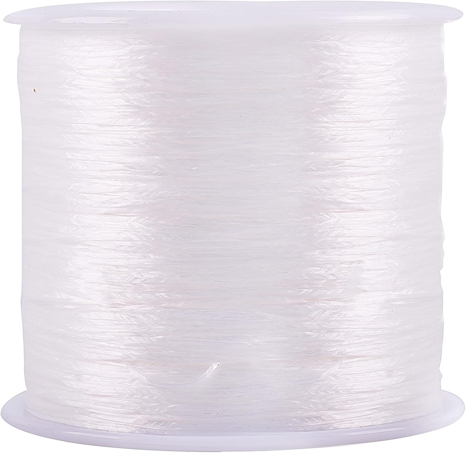 KONMAY 1 Rolls 0.8mm Flat Stretchy Bracelet Strings, 400 Meters White Crystal Elastic Thread Cord for Jewelry Bracelets Making, Beading, Hair Extension Cord