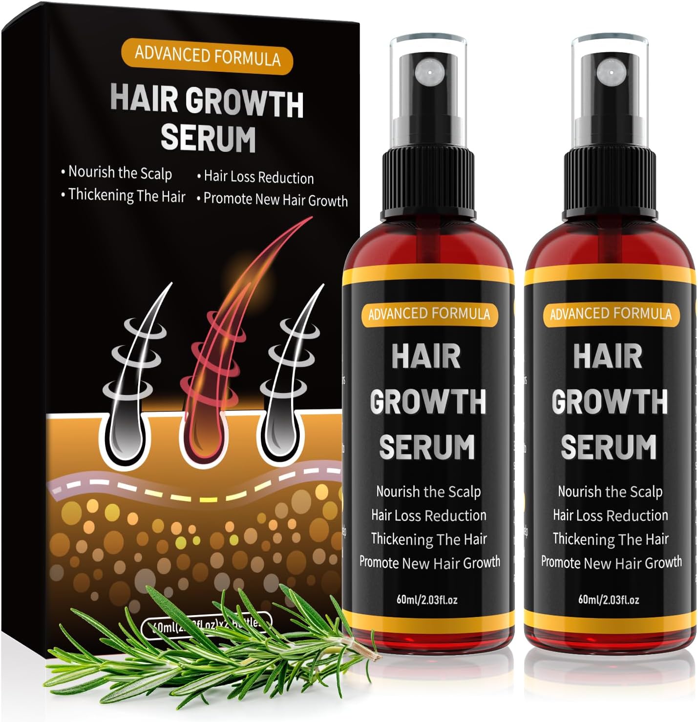 Hair Growth Serum for Men/Women,2-Pack 60ml Bottles