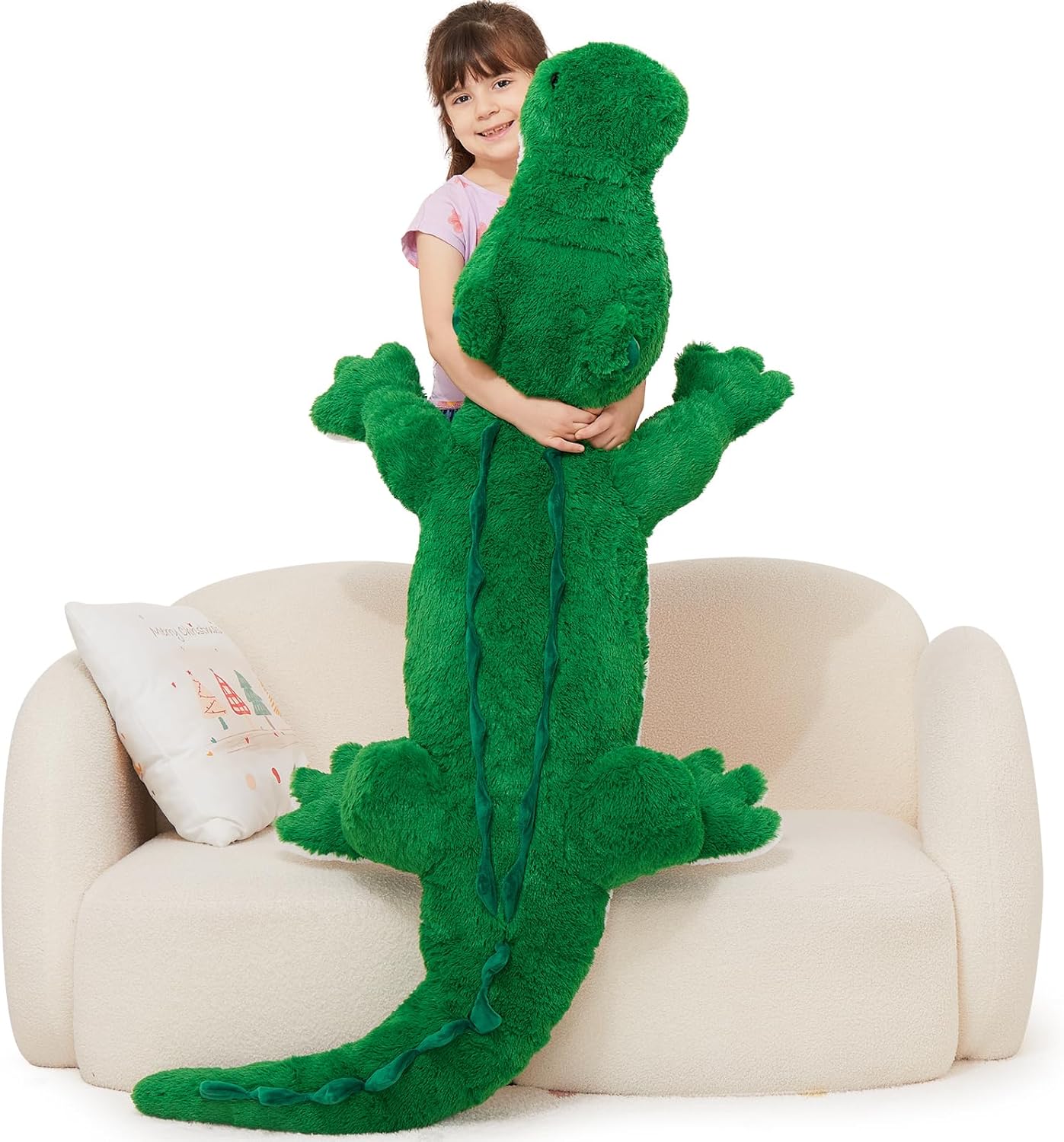 MorisMos Giant Alligator Stuffed Animal, 67inch Huge Alligator Plush Toy, Large Stuffed Crocodile Pillow for Kids, Green