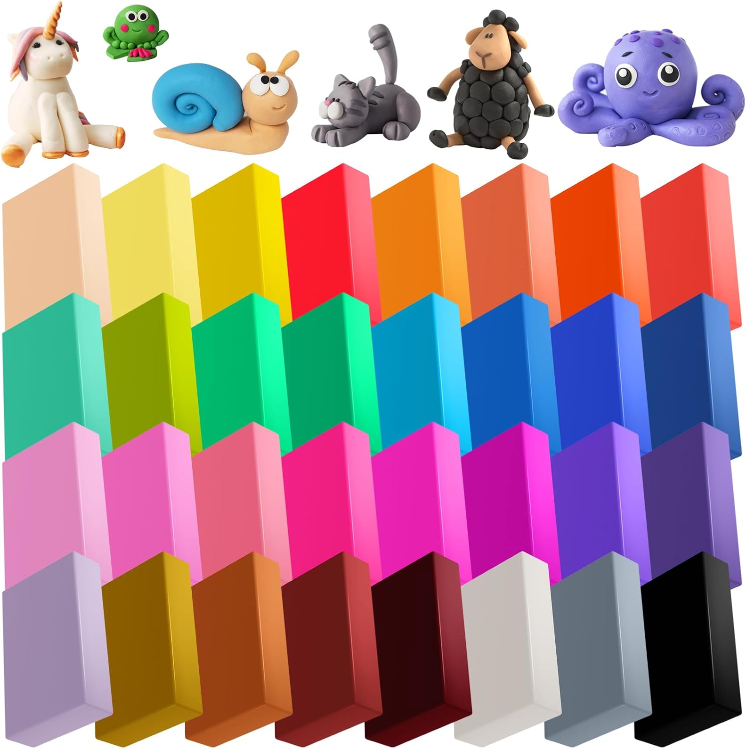 Super Valuable 32 Colors Small Block Polymer Clay Set Oven Bake Clay, Tomorotec Non-Toxic Molding DIY Clay Oven Baking Clay for Kids, Artists (Softer)