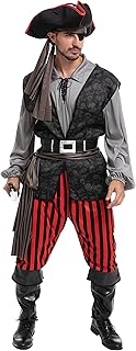 Spooktacular Creations Adult Men Pirate Costume for Halloween, Costume Party, Trick or Treating, Cosplay Party (Large)