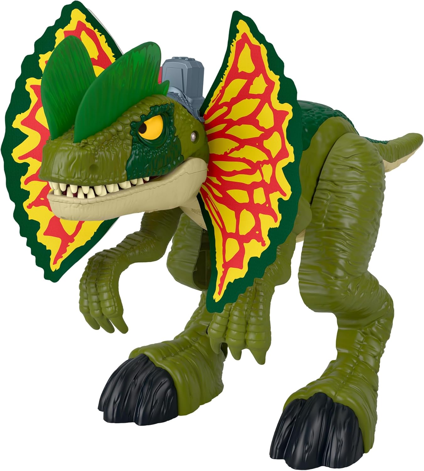 Fisher-Price Imaginext Jurassic World Dinosaur Toy Thrash Attack Dilophosaurus 16+ Inch with Lights & Sounds for Pretend Play Kids Ages 3+ Years