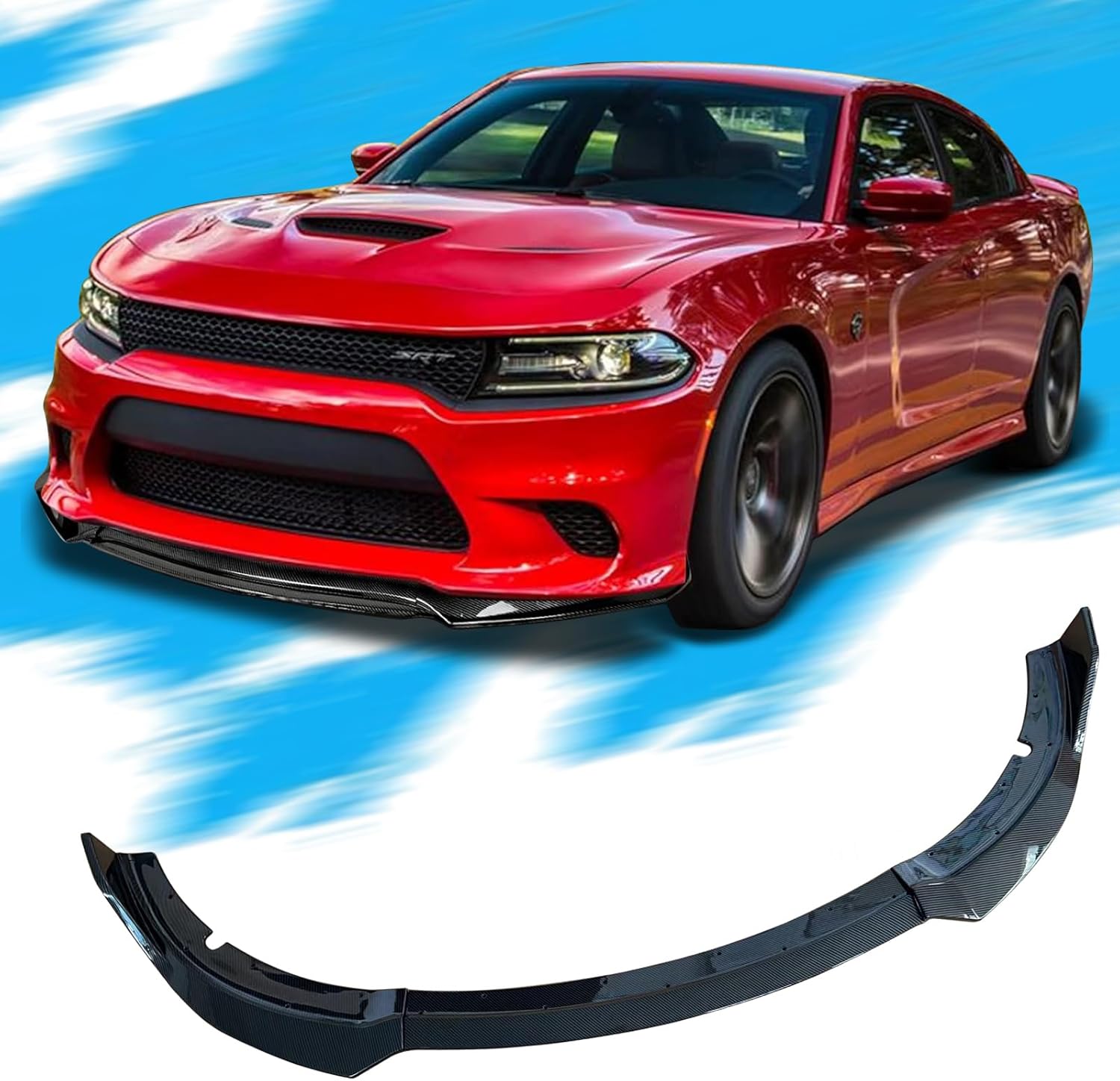 Front Bumper Lip Compatible with 2015-2023 Dodge Charger SE RT SRT GT Front Bumper Lip Spoiler Sport Style ABS Front Air Dam Chin Spoiler