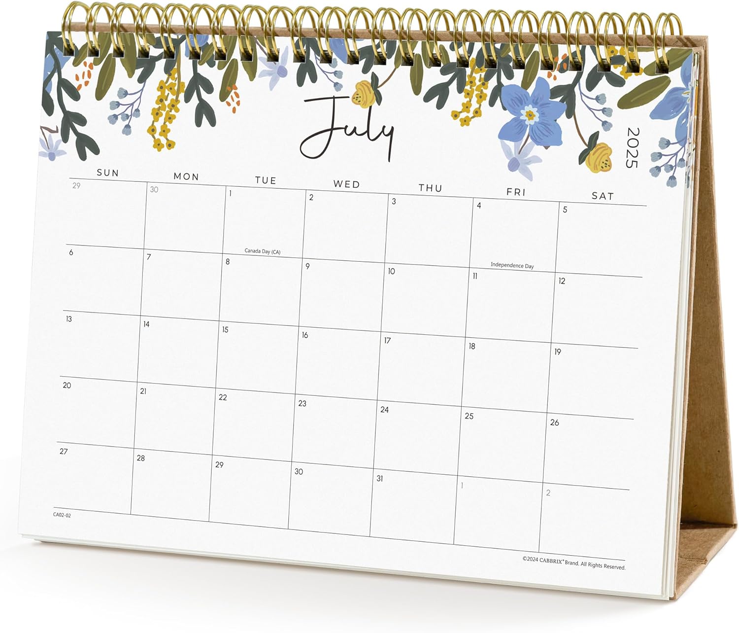 Small Desk Calendar 2025-2026, Cabbrix Standing Flip Desktop Calendar Covers 12 Months Runs from July 2025 to June 2026, Flip Desk Calendars with Stickers and Flower Design 8x6"