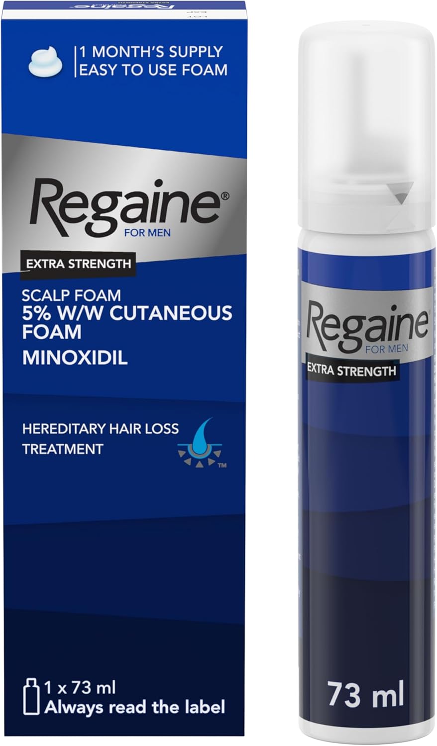 Regaine For Men Extra Strength Foam - Scientifically Proven To Help Stop Hereditary Hair Loss - Minoxidil Foam for Hair Regrowth - 73ml, Packaging may vary