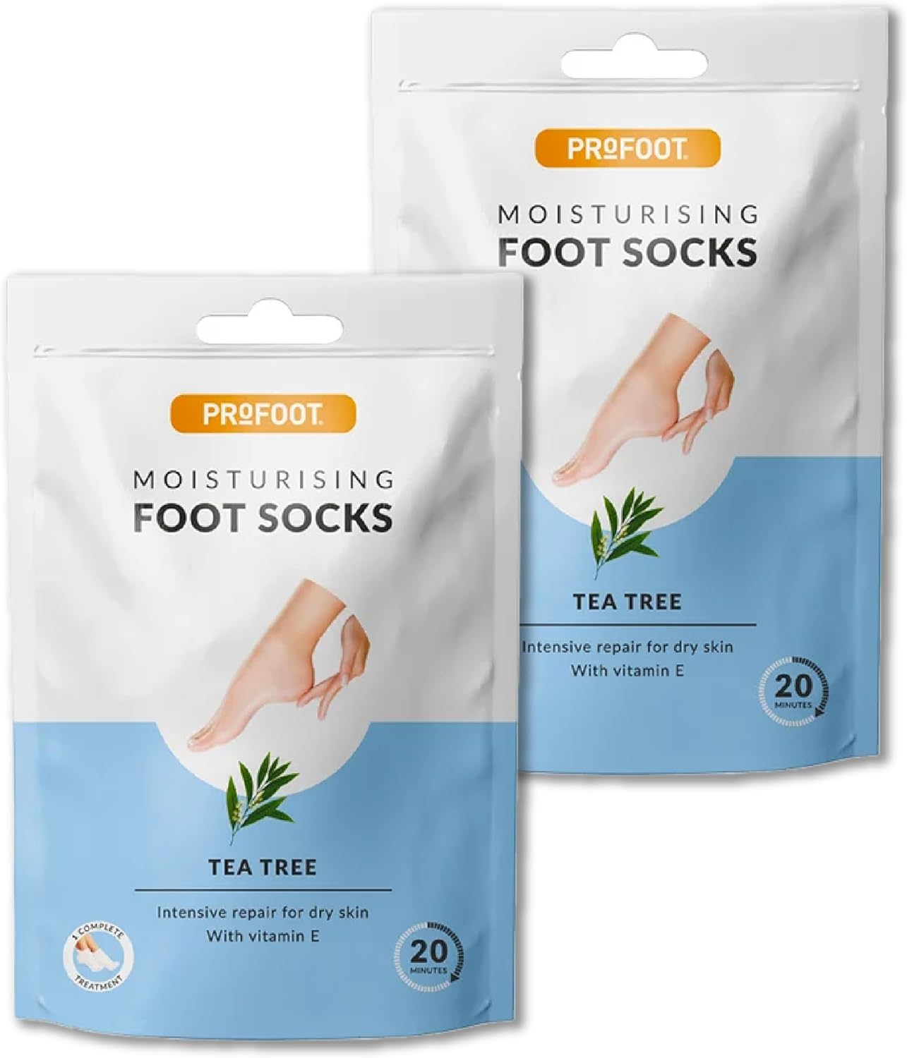 Profoot Moisturising Foot Socks - Deep Treatment for Feet - Ideal for Dry Skin - Soothes, Softens & Deeply Hydrates Cracked Heels & Skin - Intensive Repair for Dry Skin - Vitamin E & Tea Tree - 2 Pack