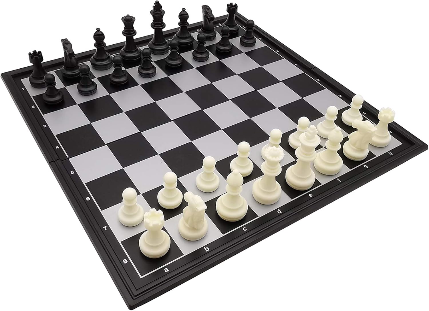 9.8" Magnetic Travel Chess Set for Adults and Kids, with Outdoor Portable Folding Chess Board, Black & White Color