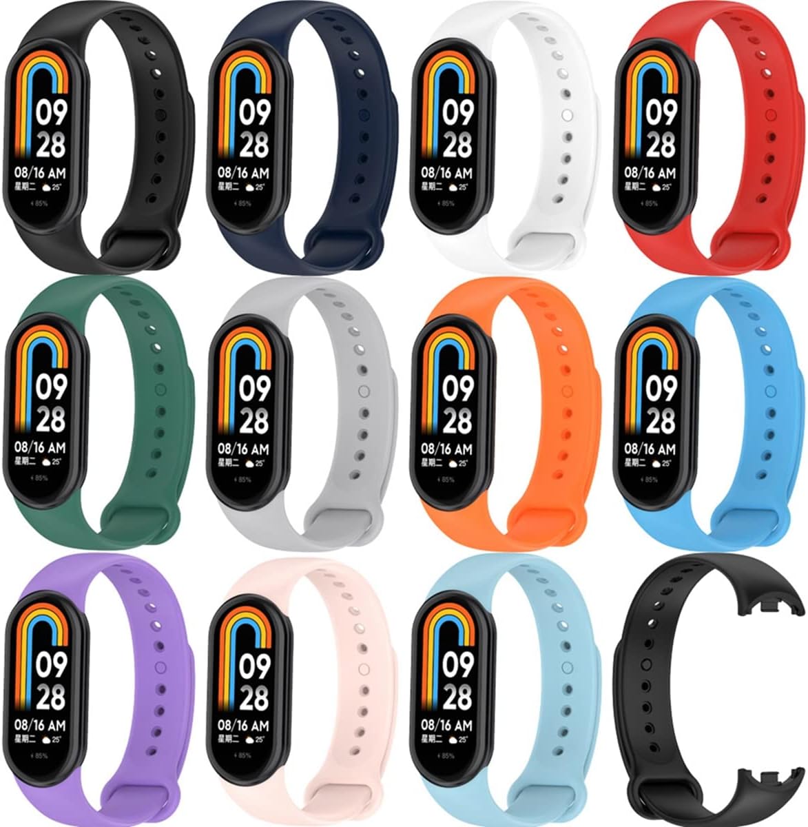KOMI Watch Band Compatible with Xiaomi Mi Band 8,Soft Silicone Replacement band Sport Adjustable Wrist Strap for Women Men