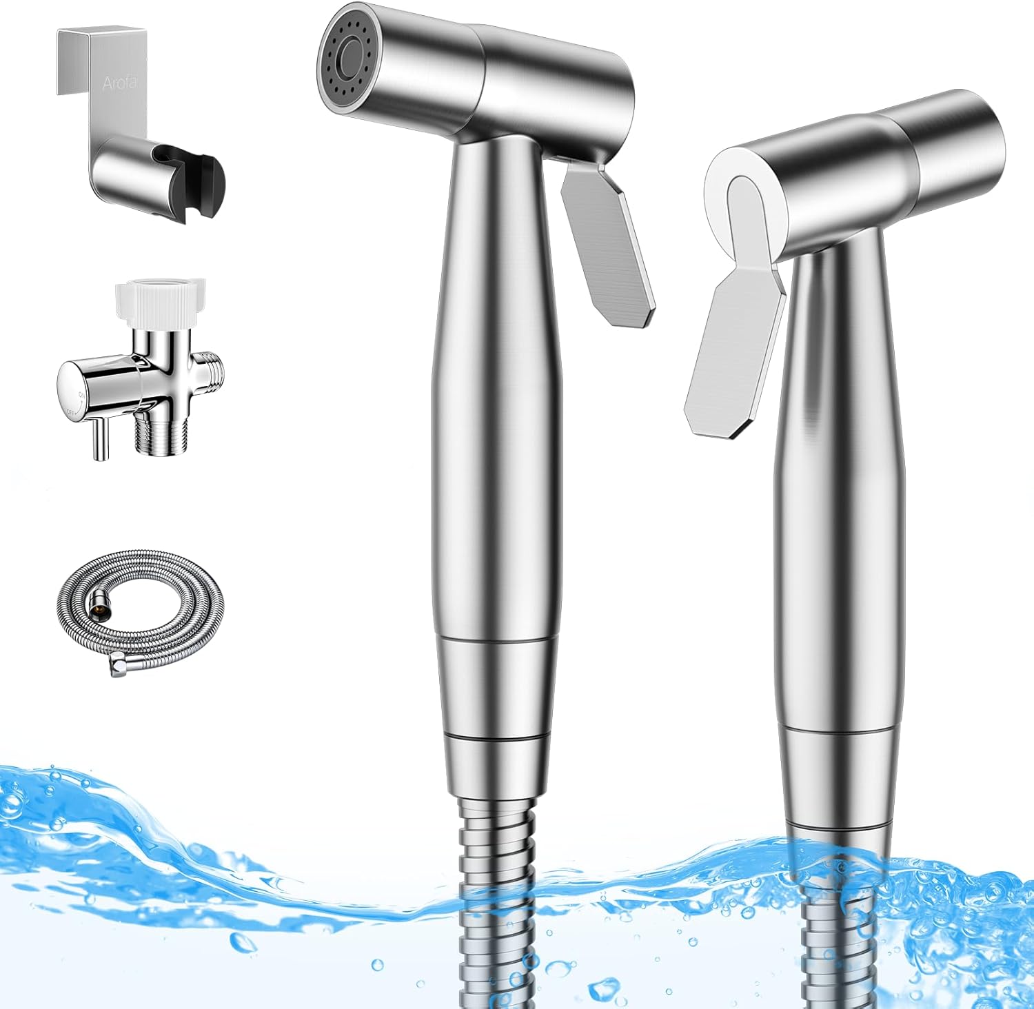 Arofa Handheld Bidet Sprayer for Toilet - 2 Pack Bidets Faucet for Existing Toilets Cloth Diaper Jet Sprayer, Stainless Steel Muslim Shower with Bidet Hose for Feminine Wash