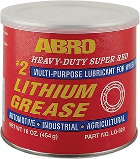 ABRO Heavy-Duty Super Red #2 Lithium Grease, 16oz., Multipurpose Lubricant for Extreme Conditions, Ideal for Automotive & Industrial Use