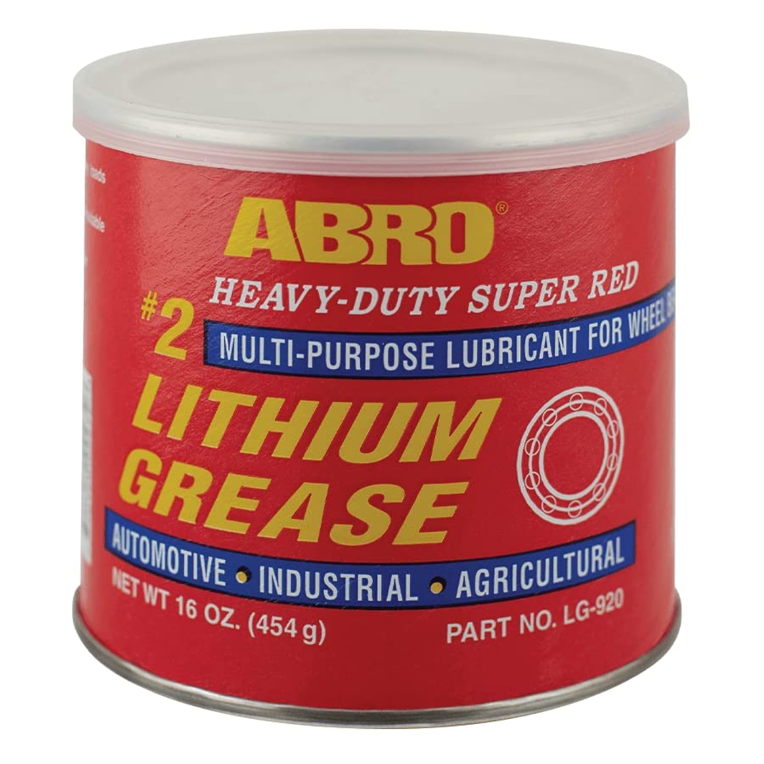 ABRO Heavy-Duty Super Red #2 Lithium Grease, 16oz., Multipurpose Lubricant for Extreme Conditions, Ideal for Automotive & Industrial Use