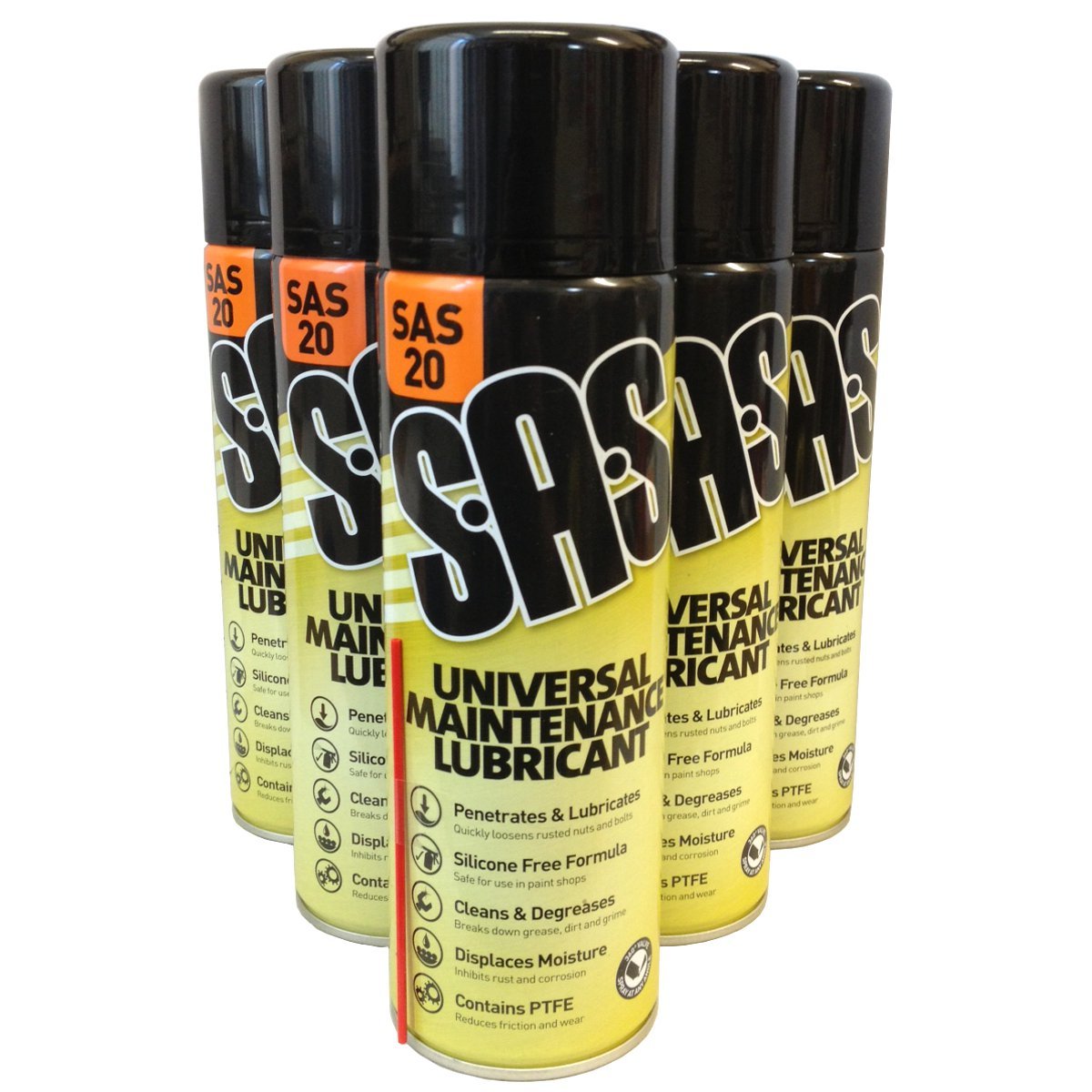 SAS 4 x 500ML Spray Lubricant - Penetrates & Lubricates, Cleans & Degreases, Prevents Corrosion