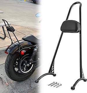Dasen Dasen 20" Tall Sissy Bar, Passenger Backrest Triple Polished Compatible with Harley Sportster XL 883 1200 XL Models 2004-2022 Glossy Black